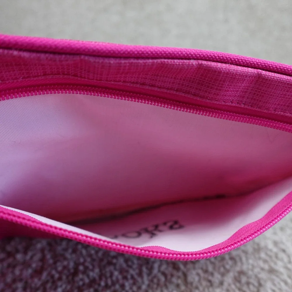 Thirty-One Pocket-A-Tote Pink Crosshatch Zipper Pouch Hooks Embroidery Organizer